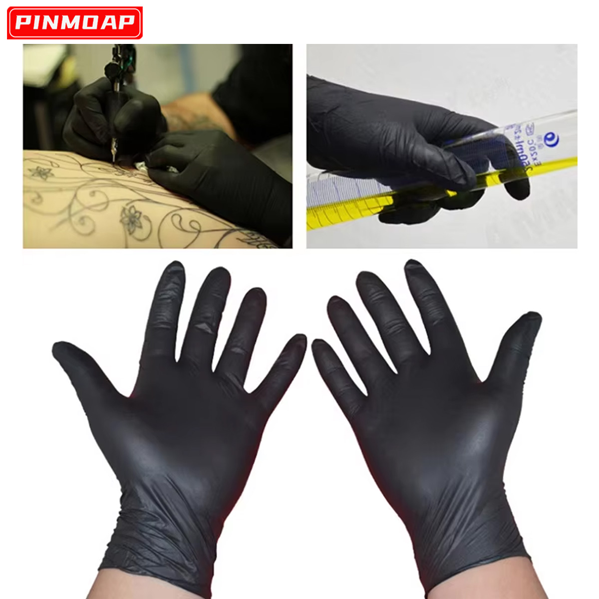Medical Gloves - 10/50 Pcs 일회용 검은 니트릴 장갑