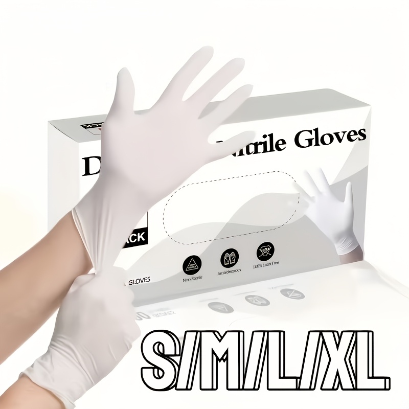 Medical Gloves - 헤비 듀티 화이트 니트릴 장갑, 미끄럼