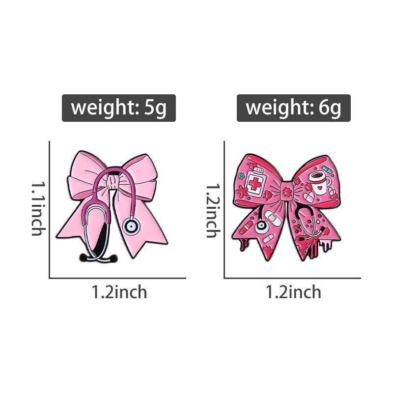 핑크 Bowknot 의료 도구 청진기 에나멜 핀 수술  - Medical Gloves 리뷰 및 가격