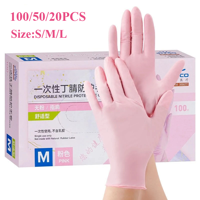 20/50/100PCS 핑크 니트릴 장갑 일회용 라텍스 - Medical Gloves 리뷰 및 가격
